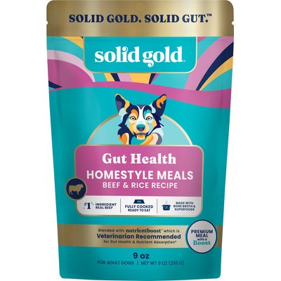Solid Gold Solid Gold Homestyle Meal Gut Health Beef Dog Food Topper, 9-oz pouch