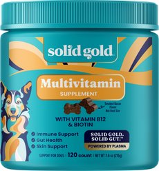 Solid Gold PetVites Multivitamin Soft Chews Vitamin C & B12 Supplement for Dogs, 120 count