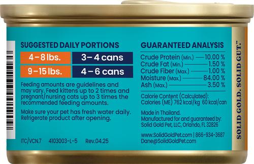Show full view: Solid Gold Nature's Harmony Chicken & Pumpkin Grain-Free Shreds in Gravy Wet Cat Food, 2.8-oz can, 12 count slide 4 of 11