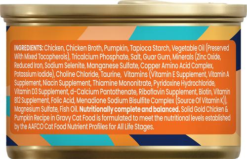 Show full view: Solid Gold Nature's Harmony Chicken & Pumpkin Grain-Free Shreds in Gravy Wet Cat Food, 2.8-oz can, 12 count slide 5 of 11