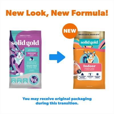 Show full view: Solid Gold Real Salmon, Lentil & Apple Recipe Grain-Free Indoor Dry Cat Food, 3-lb bag slide 3 of 12