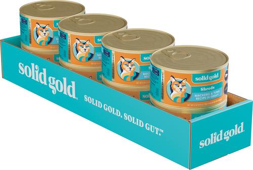 Show full view: Solid Gold Five Oceans Mackerel & Tuna Grain-Free Shreds in Gravy Wet Cat Food, 3-oz, case of 12 slide 6 of 12