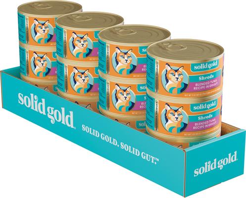 Show full view: Solid Gold Five Oceans Shreds with Real Tuna Recipe in Gravy Grain-Free Canned Cat Food, 3-oz, case of 12 slide 6 of 12