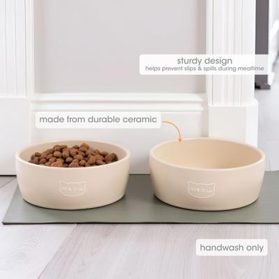 Show full view: Pearhead Meow Ceramic Cat Bowl, Taupe, Small slide 4 of 9