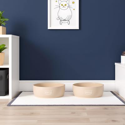 Show full view: Pearhead Meow Ceramic Cat Bowl, Taupe, Small slide 7 of 9