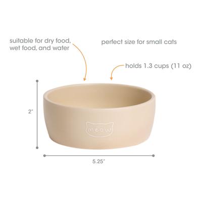 Show full view: Pearhead Meow Ceramic Cat Bowl, Taupe, Small slide 3 of 9