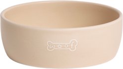 Pearhead Woof Ceramic Dog Bowl, Taupe, Medium
