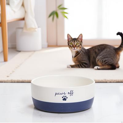 Show full view: Pearhead Paws Off Cat Bowl, Navy, Small slide 7 of 9
