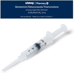 Gentamicin/ Ketoconazole/ Triamcinolone (GKT) Compounded Otic Ointment, 0.3%/2% /0.1%, 3 mL for Veterinary use slide 1 of 4