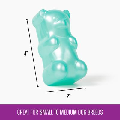 Show full view: Gnawsome Squeaker Gummy Bear Dog Chew Toy, Teal, Medium slide 3 of 4