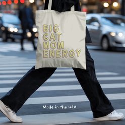 Sweet Paws x Five Dot Post Big Cat Mom Energy Tote Bag, Tan / Pink / Yellow slide 2 of 9