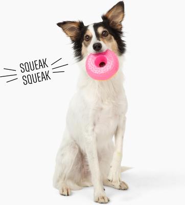 Show full view: Gnawsome Squeaker Donut Dog Chew Toy, Pink slide 5 of 5