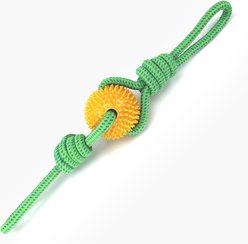 Gnawsome Ball & Rope Tug Dog Toy, Yellow & Green, Large