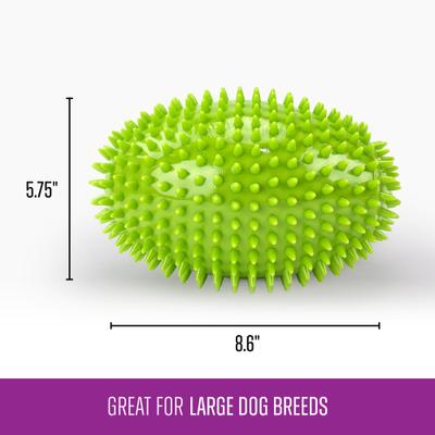 Show full view: Gnawsome Spiky Football Dog Chew Toy, Green slide 3 of 3