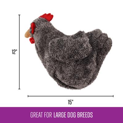 Show full view: Gnawsome Hide N Squeak Chicken & Mega Spiky Egg Speckled Plush Dog Toy slide 4 of 5