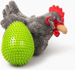 Gnawsome Hide N Squeak Chicken & Mega Spiky Egg Speckled Plush Dog Toy slide 1 of 5