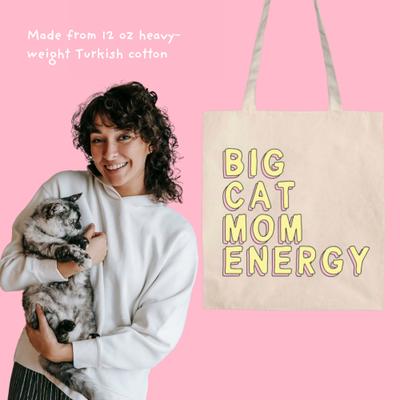 Show full view: Sweet Paws x Five Dot Post Big Cat Mom Energy Tote Bag, Tan / Pink / Yellow slide 6 of 10