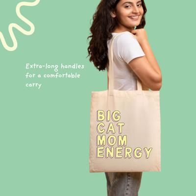 Show full view: Sweet Paws x Five Dot Post Big Cat Mom Energy Tote Bag, Tan / Pink / Yellow slide 7 of 10