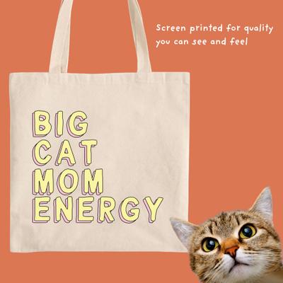 Show full view: Sweet Paws x Five Dot Post Big Cat Mom Energy Tote Bag, Tan / Pink / Yellow slide 4 of 10