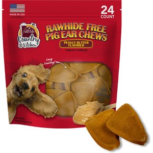 Country Kitchen CK NoHide Peanut Butter Pig Ear Hard Chew Dog Treats, 20.5-oz bag