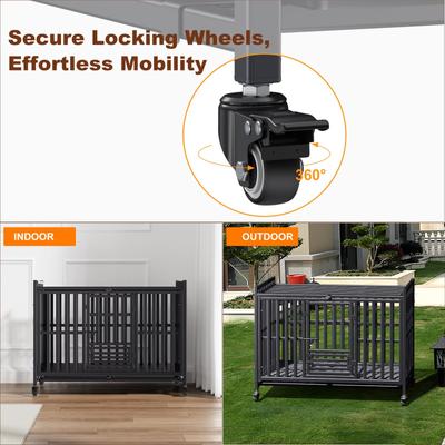 Show full view: UPSKY Upgraded Thickened Carbon Steel Frame Indestructible Escape Proof Design 3 Door Hard-Sided Dog Crate, Black slide 5 of 8