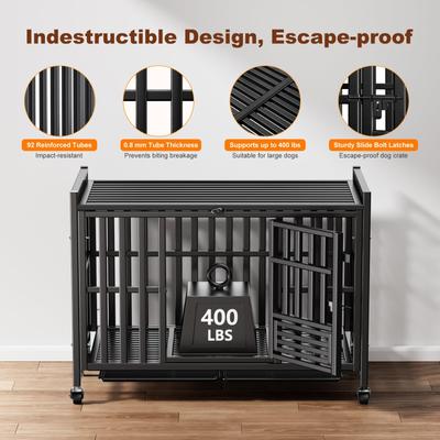 Show full view: UPSKY Upgraded Thickened Carbon Steel Frame Indestructible Escape Proof Design 3 Door Hard-Sided Dog Crate, Black slide 3 of 8