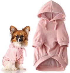 Pet Passion Cooper II - The Velour Solid Dog Hoodie, Pink, Small