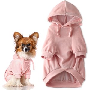 Pet Passion Cooper II - The Velour Solid Dog Hoodie, Pink, Small