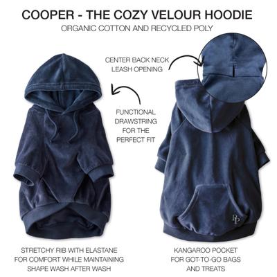 Show full view: Pet Passion Cooper II - The Velour Solid Dog Hoodie, Navy, Small slide 5 of 10
