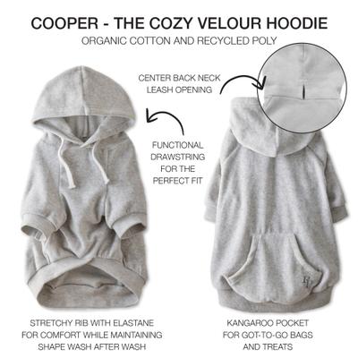 Show full view: Pet Passion Cooper II - The Velour Solid Dog Hoodie, Light Heather Gray, Medium slide 4 of 9