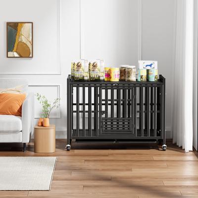 Show full view: UPSKY Upgraded Thickened Carbon Steel Frame Indestructible Escape Proof Design 3 Door Hard-Sided Dog Crate, Black slide 6 of 8