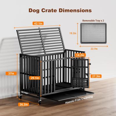 Show full view: UPSKY Upgraded Thickened Carbon Steel Frame Indestructible Escape Proof Design 3 Door Hard-Sided Dog Crate, Black slide 2 of 8