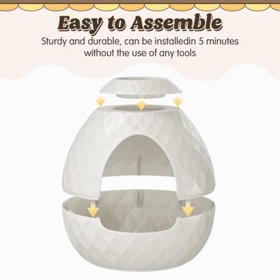 Show full view: KAMABOKO Weatherproof Durable Resin with Shape of Egg Polypropylene Outdoor Cat House, White slide 2 of 6