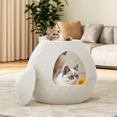 Show full view: KAMABOKO Weatherproof Durable Resin with Shape of Egg Polypropylene Outdoor Cat House, White slide 6 of 6