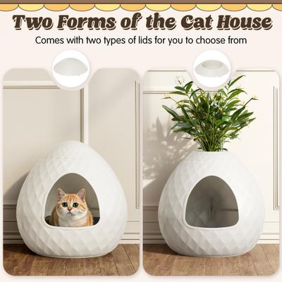 Show full view: KAMABOKO Weatherproof Durable Resin with Shape of Egg Polypropylene Outdoor Cat House, White slide 4 of 6