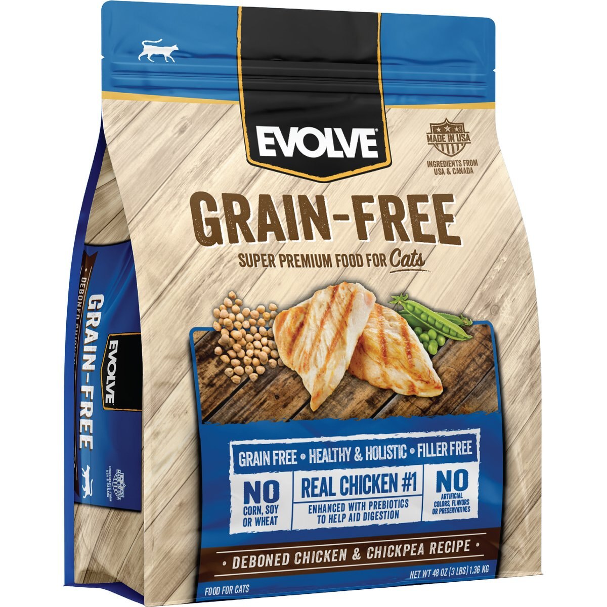 Evolve Grain-Free Deboned Chicken & Chickpea Dry Cat Food, 3-lb bag