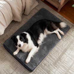 JOEJOY Rabbit Fur Quilted Memory Foam Pad Dog & Cat Bed, Grey, 35 x 22 x 3-in slide 2 of 9