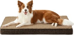 JOEJOY Rabbit Fur Quilted Memory Foam Pad Dog & Cat Bed, Brown, 35 x 22 x 3-in
