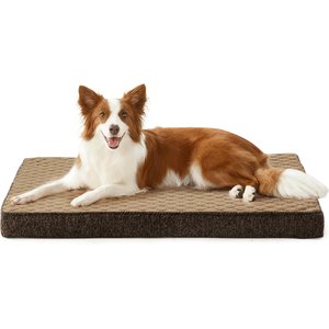 JOEJOY Rabbit Fur Quilted Memory Foam Pad Dog & Cat Bed, Brown, 35 x 22 x 3-in