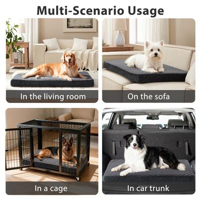 Show full view: JOEJOY Rabbit Fur Quilted Memory Foam Pad Dog & Cat Bed, Grey, 41 x 27 x 4-in slide 6 of 9