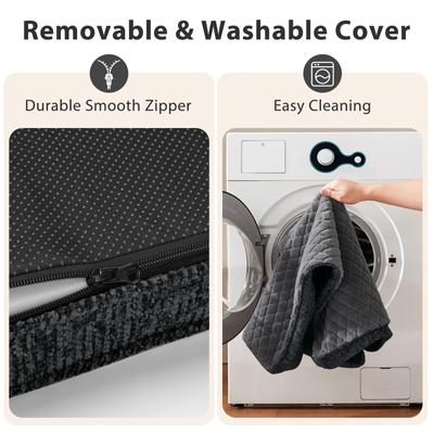 Show full view: JOEJOY Rabbit Fur Quilted Memory Foam Pad Dog & Cat Bed, Grey, 41 x 27 x 4-in slide 5 of 9