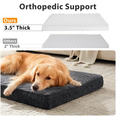 Show full view: JOEJOY Rabbit Fur Quilted Memory Foam Pad Dog & Cat Bed, Grey, 41 x 27 x 4-in slide 4 of 9