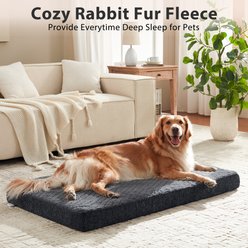 JOEJOY Rabbit Fur Quilted Memory Foam Pad Dog & Cat Bed, Grey, 47 x 29 x 4-in slide 2 of 9