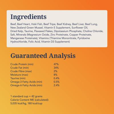 Show full view: Feline Natural New Zealand Beef & Hoki Feast Grain-Free Freeze-Dried Cat Food, 1.8-lb bag slide 6 of 10