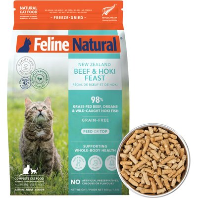 Feline Natural Feline Natural New Zealand Beef & Hoki Feast Grain-Free Freeze-Dried Cat Food, 1.8-lb bag
