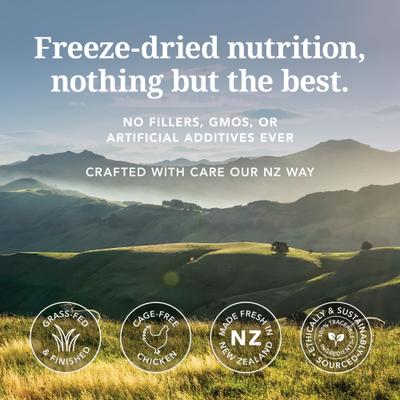 Show full view: Feline Natural New Zealand Chicken Grain-Free Freeze-Dried Cat Food, 11-oz bag slide 3 of 10