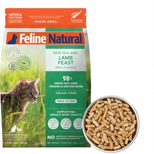 Feline Natural New Zealand Lamb Feast Grain-Free Freeze-Dried Cat Food, 11-oz bag