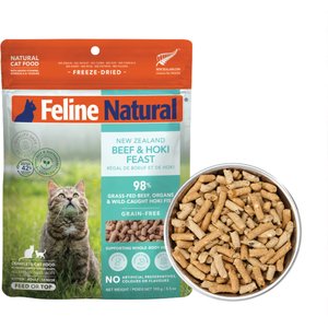 Feline Natural New Zealand Beef & Hoki Feast Grain-Free Freeze-Dried Cat Food, 3.5-oz bag