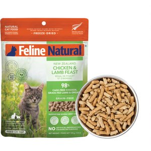 Feline Natural New Zealand Chicken & Lamb Feast Grain-Free Freeze-Dried Cat Food, 3.5-oz bag
