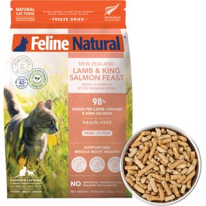 Feline Natural New Zealand Lamb & King Salmon Feast Grain-Free Freeze-Dried Cat Food, 11-oz bag